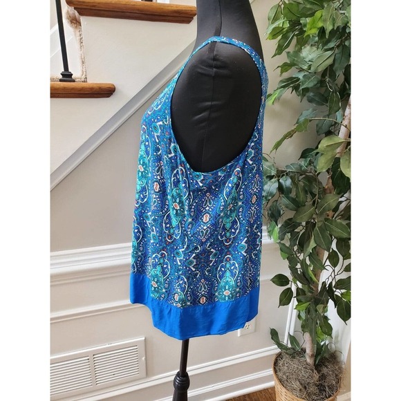 JCP Women Blue 100% Rayon Scoop Neck Sleeveless Casual Blouse Size Medium - Picture 5 of 10